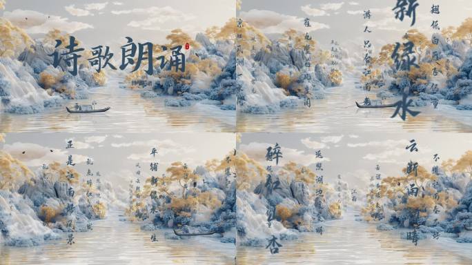 国潮水墨烟雨江南诗词舞台背景05