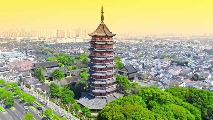 北寺塔报恩寺苏州古城区航拍