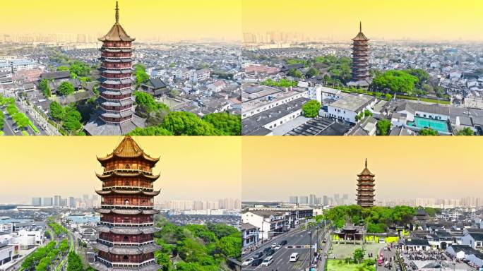北寺塔报恩寺苏州古城区航拍