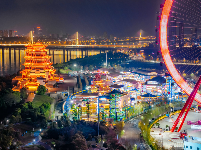 湘潭夜景延时 湘潭航拍夜景合集