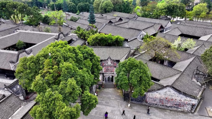 大邑中国安仁博物馆古镇古建筑群航拍景观