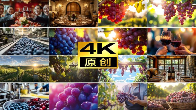 葡萄园红酒酒庄酿酒葡萄园采摘酿造酒窖日落