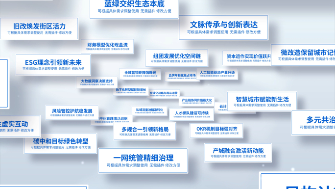 简洁蓝色多文字汇聚包装展示