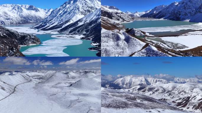 雪山湖泊森林震撼雪山冰湖壮丽风光
