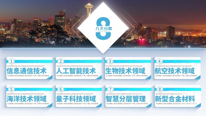 原创4k明亮干净分类文字信息板展示