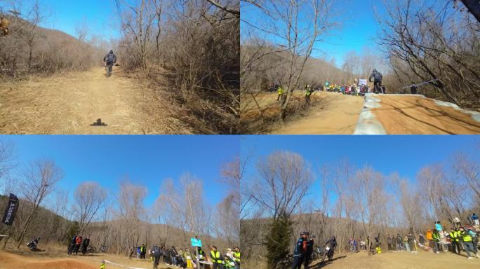 穿越机山地自行车越野挑战赛骑行穿越林间