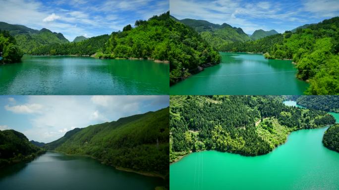 翠绿山水间的宁静湖泊：北碚区胜天水库