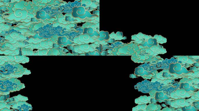 绿色祥云阵列转场通道素材