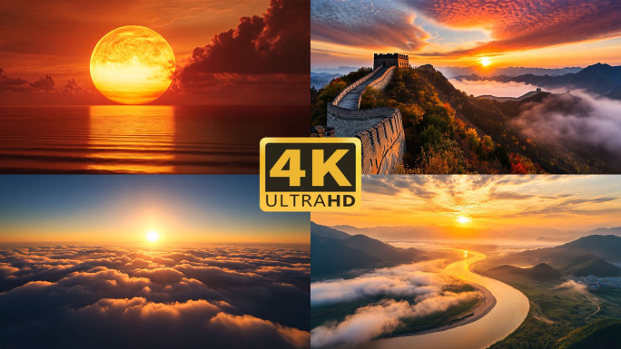 4K唯美云海日出延时夕阳日落2