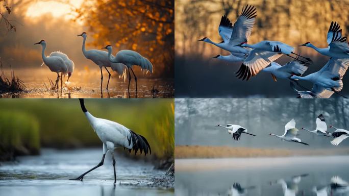 湿地里的丹顶鹤