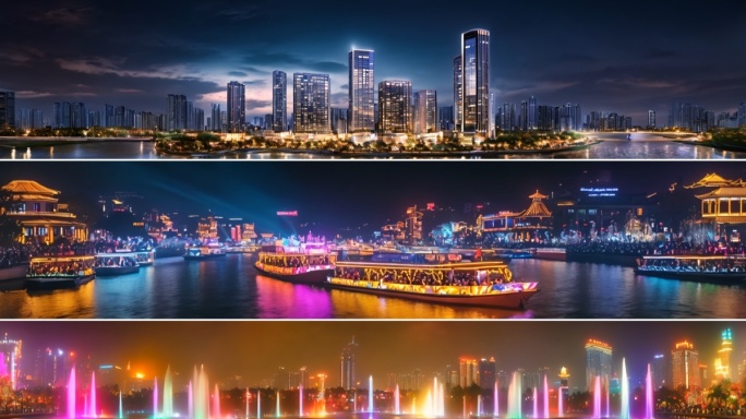 4k宽屏最美长沙绚丽烟城市夜景