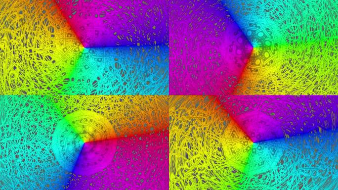 彩色线条艺术迷幻色彩流动霓虹光线交织