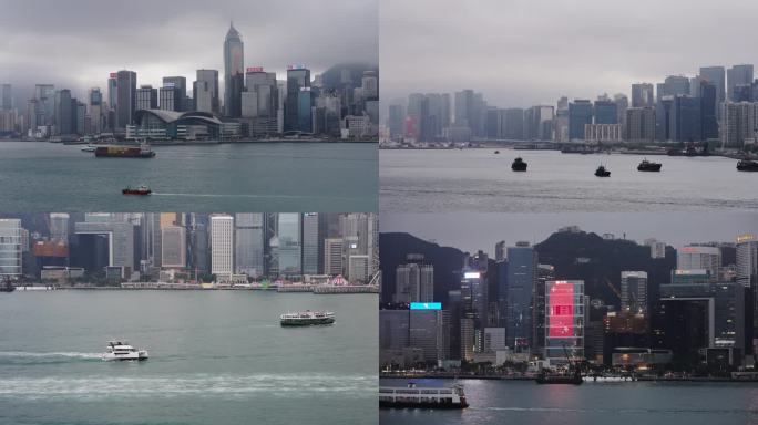 大雾天下的香港城市建筑