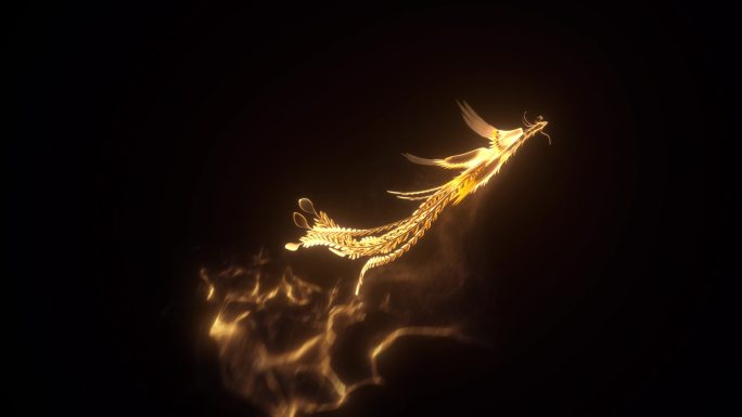 c4d 中国风 水墨粒子 金凤凰 流体