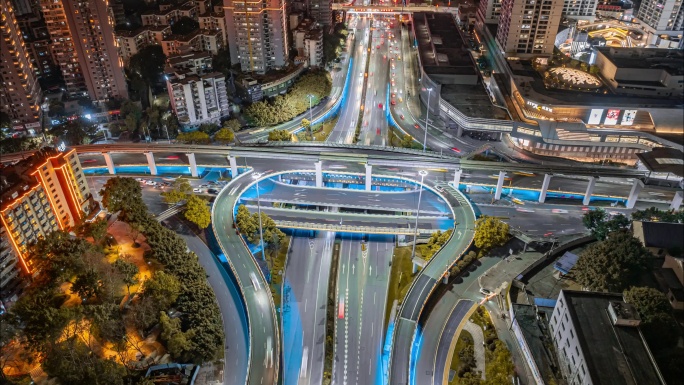 谢家湾立交夜景航拍延时