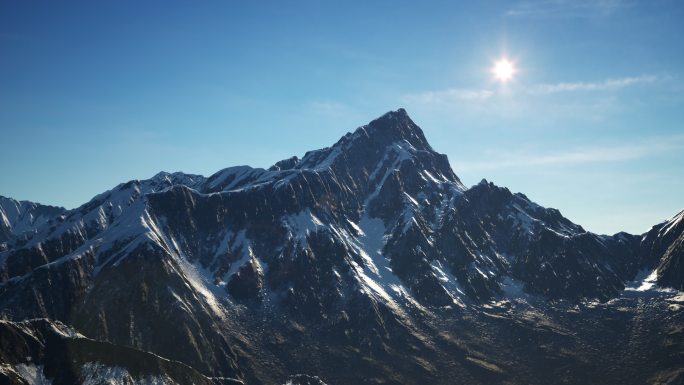 雄伟雪山航拍雪山山峰山脉