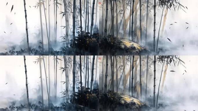 竹林幽径水墨风