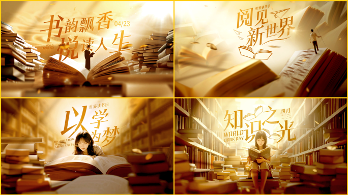 世界读书日片头知识书本书籍