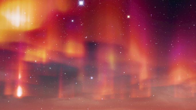 绚丽暖色极光星空背景