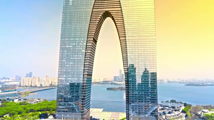 苏州市东方之门金鸡湖ifs航拍
