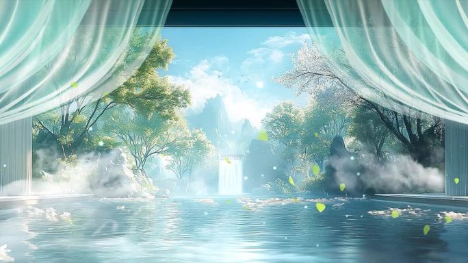 【6K】宽屏国风水榭楼台唯美意境背景02