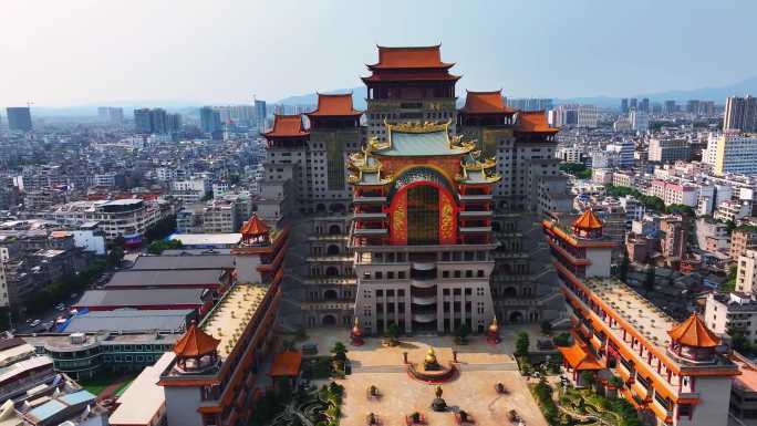 航拍玉林文化地标云天宫风光