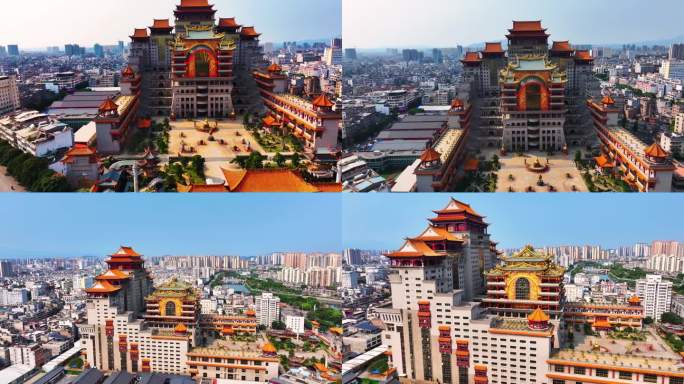 航拍玉林文化地标云天宫风光