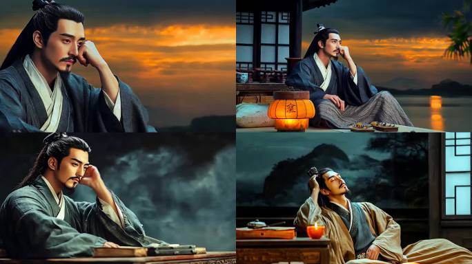 古人文人雅士夜景思绪古代人唐朝诗韵诗意