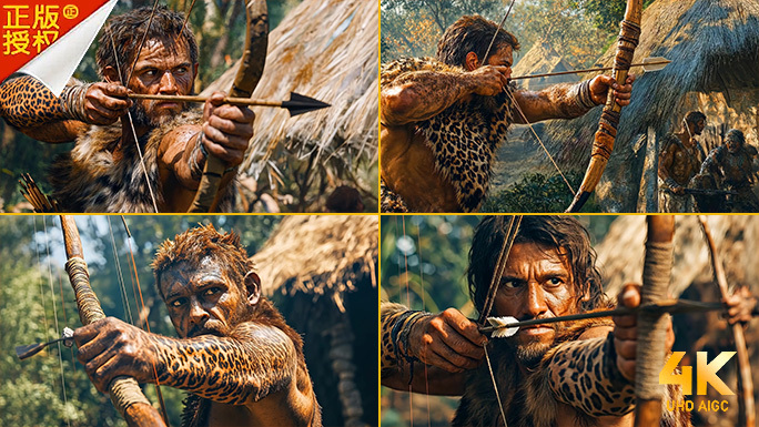 远古猎手部落狩猎 石器时代史前人类文明