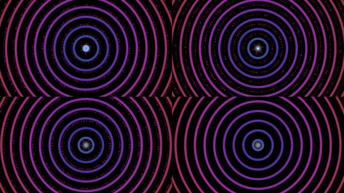 同心圆光效律动紫色光圈能量汇聚数字波纹扩