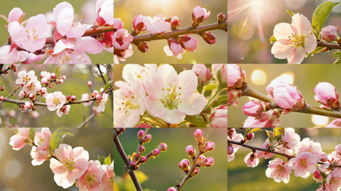 春日桃花盛开延时 桃花延时特写立春春天