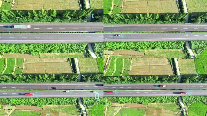 绿色田园高速公路航拍