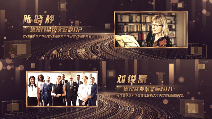 宽屏黑金色图文介绍单张人物粒子照片颁奖