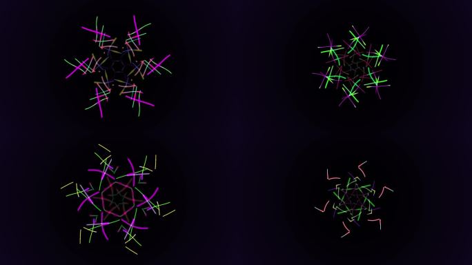 线条绽放的艺术霓虹光影万花筒光纤交织脉动