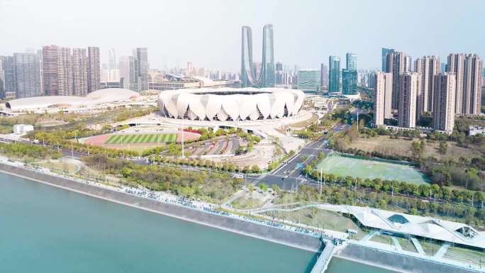 杭州城市地标航拍延时摄影