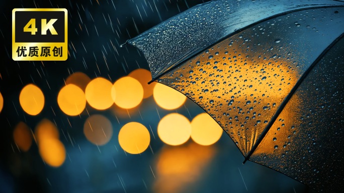 霓虹映雨夜车流穿行都市光影女人撑伞背影