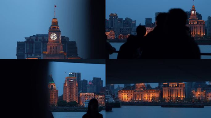 4K 上海外滩万国建筑夜景 外滩钟楼夜景