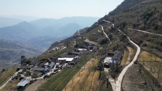 云南楚雄南华县罗武庄乡阿脑彝族村寨航拍