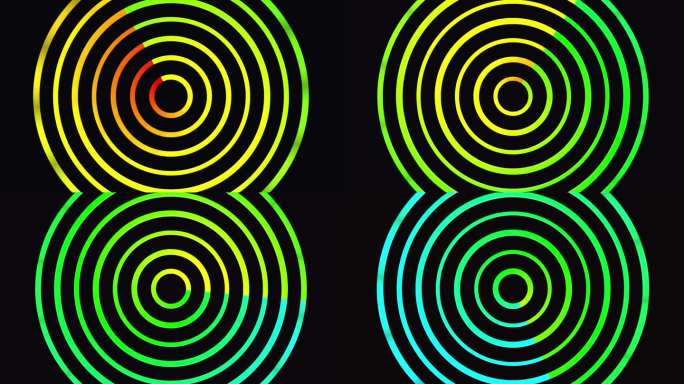 同心圆波动能量彩色声波震动对称能量光环层