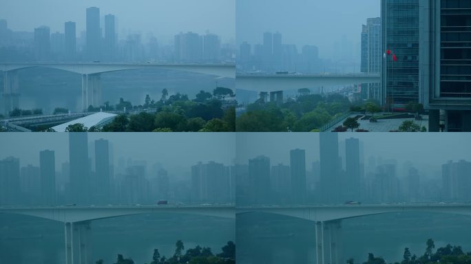 雨天车流大桥