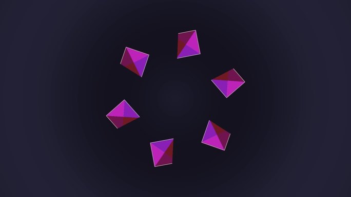 多边形几何绽放彩色三角动态聚散旋转几何体