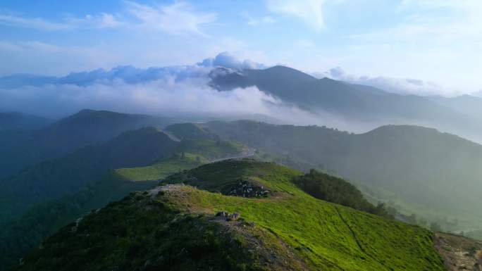 航拍大山森林云雾
