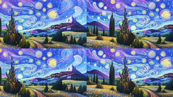 梵高的星空星夜下的田园风光