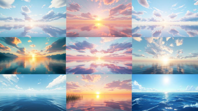 唯美天空之境海面云层倒影