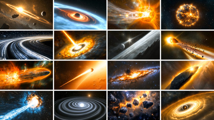 宇宙大爆炸行星撞击冲击波穿梭星系太空浩瀚