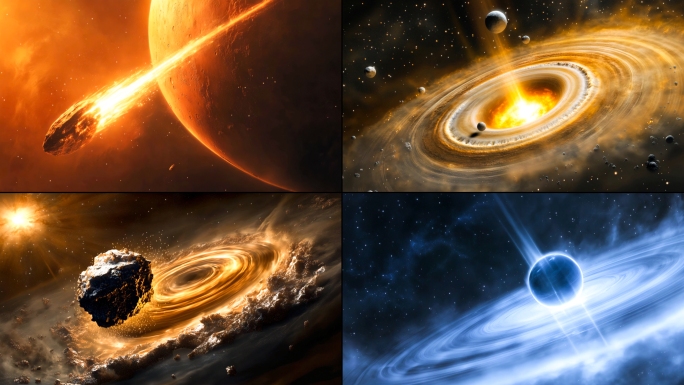 宇宙大爆炸行星撞击冲击波穿梭星系太空浩瀚