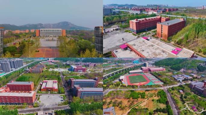 大学校园风光航拍山东劳动职业学院