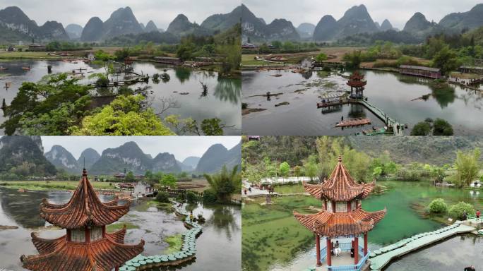 靖西鹅泉风光与亭台