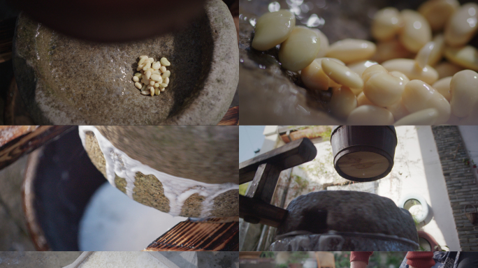 4K传统手工豆腐制作 石磨豆腐的制作过程