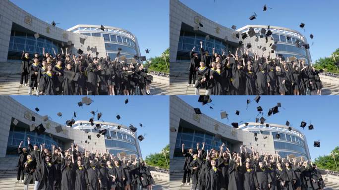大学生毕业季扔学士帽